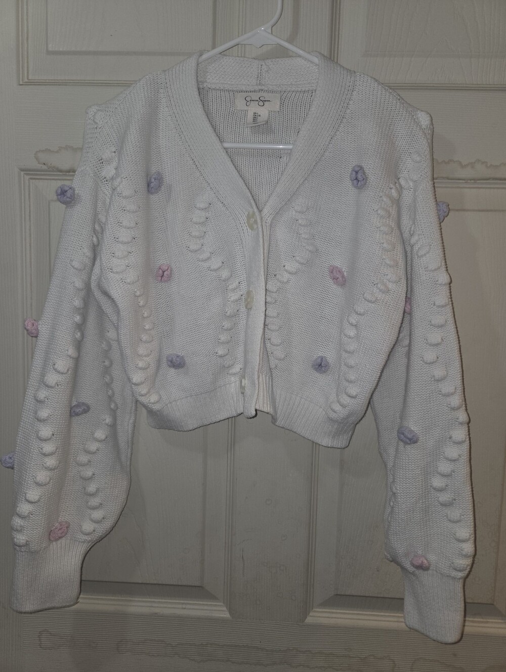Women's Chunky Cropped Jessica Simpson Knit Cardigan Sweater Size L